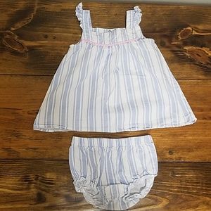 White and blue baby girl summer outfit